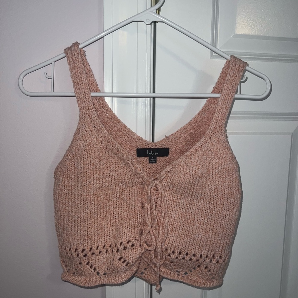 Lulus Cropped Crochet Shirt